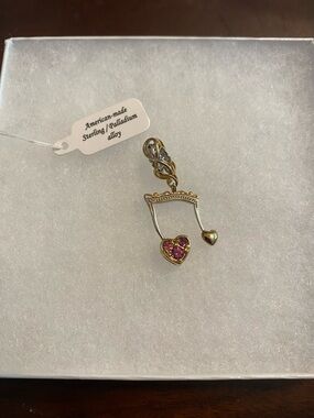 Gems en Vogue Pink Tourmaline Charm in Sterling Silver with 14k Accents